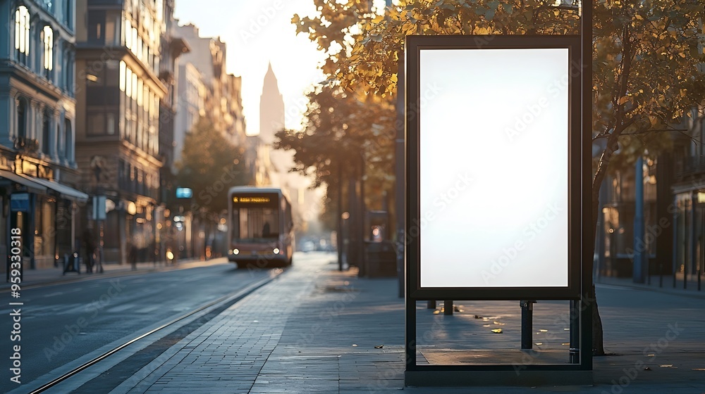 Blank White Mockup Of Bus Stop Vertical Billboard In Front Of Modern Building Outdoor Advertising Lightbox On A City Street : Generative AI Blank White Mockup Of Bus Stop Vertical Billboard In Front Of Modern Building Outdoor Advertising Lightbox On A City Street : Generative AI