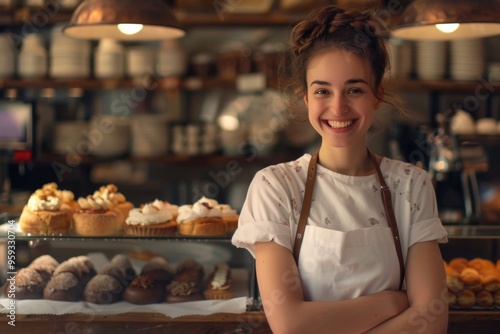 Portrait of a smiling female pastry shop owner