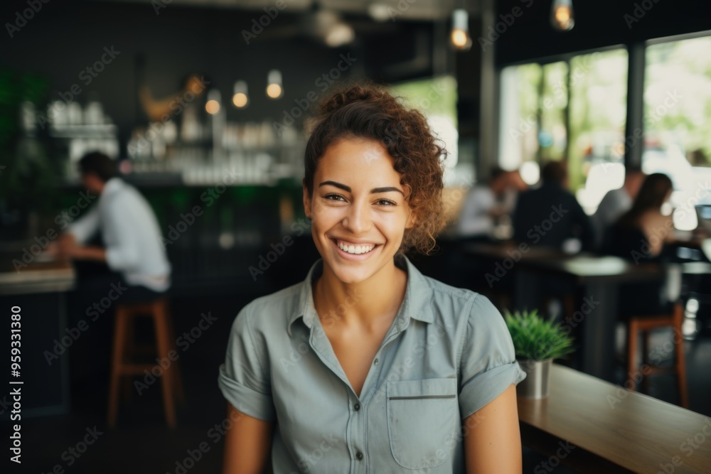 Smiling portrait of a young female barista Smiling portrait of a young female barista