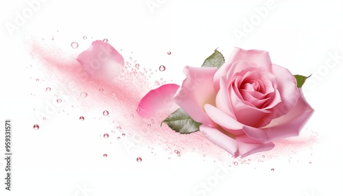 Fototapeta Naklejka Na Ścianę i Meble -  pink rose petals and water splash
