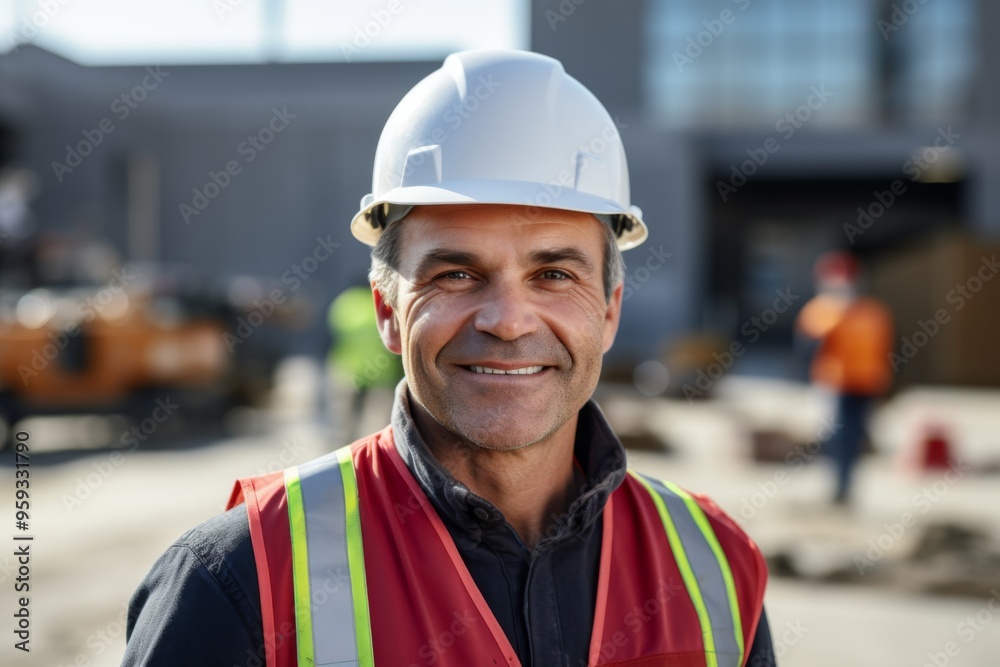 Portrait of a smiling middle aged businessman on construction site Portrait of a smiling middle aged businessman on construction site