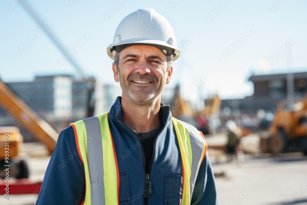 Portrait of a smiling middle aged businessman on construction site Portrait of a smiling middle aged businessman on construction site