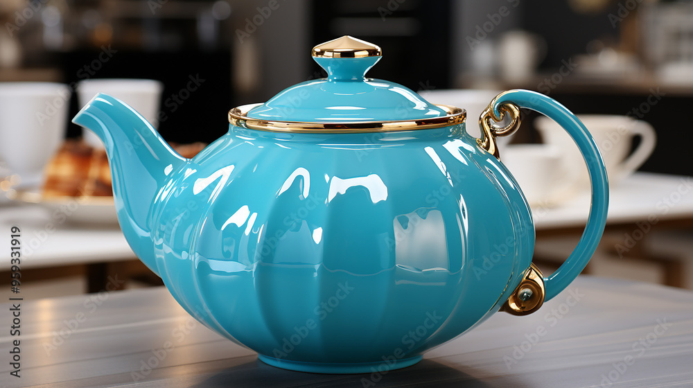 Ceramic teapot on the table in the store generative ai Ceramic teapot on the table in the store generative ai