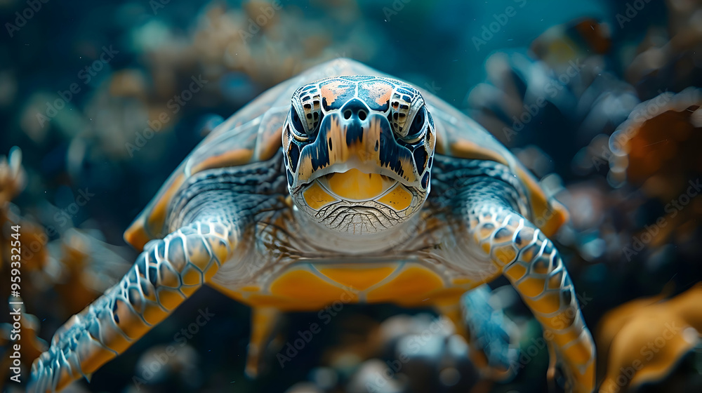Sea Turtle Close-Up, Underwater Photography Sea Turtle Close-Up, Underwater Photography