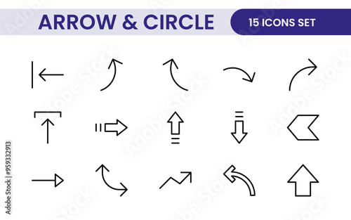 Dynamic Circle and Arrow Icon Set: A Versatile Collection for Navigation, Directional Signs, Workflow Diagrams, User Interface Design, and Infographic Enhancements