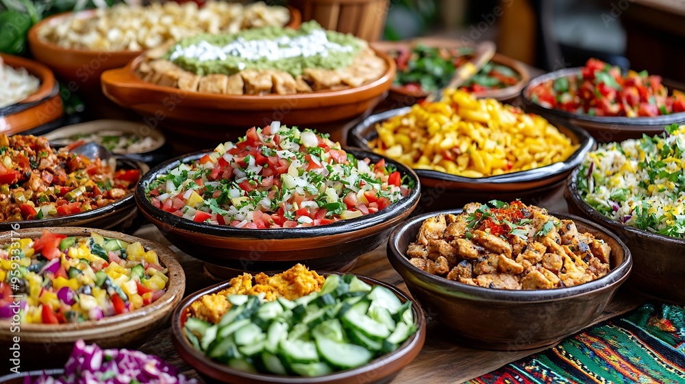 Peruvian food buffet table Assorted dishes gourmet cuisine Peru traditional : Generative AI Peruvian food buffet table Assorted dishes gourmet cuisine Peru traditional : Generative AI