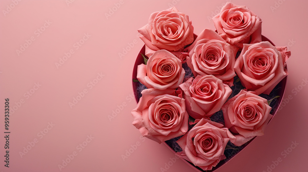 pink roses in heart shape on a pink background pink roses in heart shape on a pink background