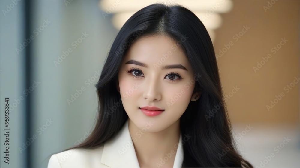 Successful Female Leader Standing in Corporate Environment Successful Female Leader Standing in Corporate Environment