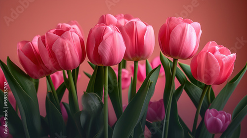 pink tulips on a pink background