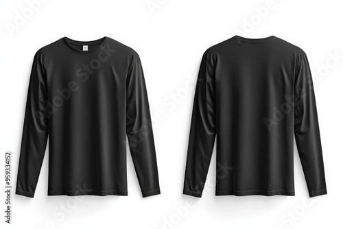 Black long sleeve tshirt mockup isolated created with Generative AI