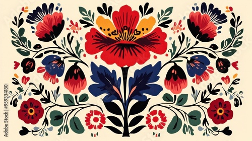 Authentic Polish Highlander Folk Art with Floral and Geometric Patterns for Design Inspiration