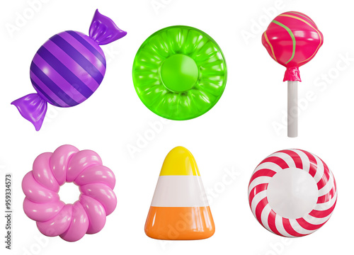 Collection of various candies 3D