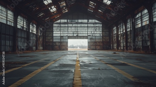 A airplane Hangar on a abandoned military airfield : Generative AI