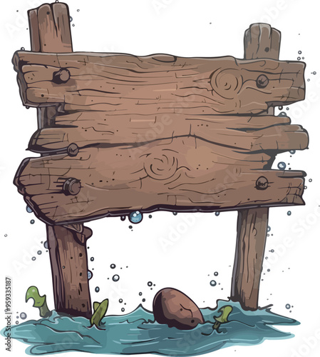 Rustic Wooden Sign in Water