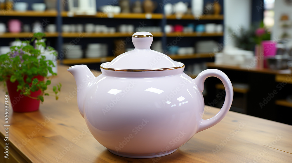 Ceramic teapot on the table in the store generative ai Ceramic teapot on the table in the store generative ai