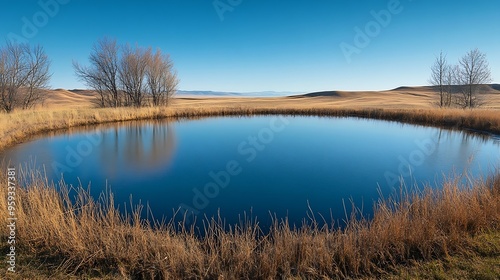 This is the display pond taken from the observation deck at Clarence Cannon National Wildlife many more miles of refuge to wander : Generative AI