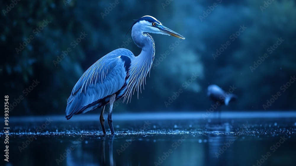 Naklejka premium A great heron in amsterdam netherlands : Generative AI