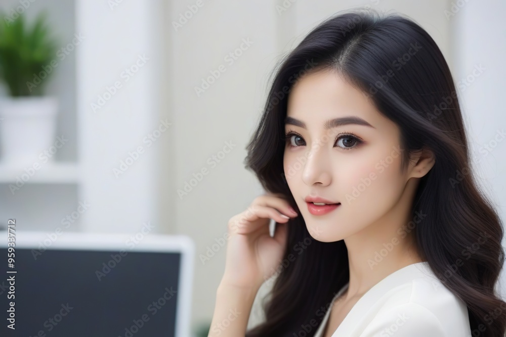 Successful Female Leader Standing in Corporate Environment Successful Female Leader Standing in Corporate Environment