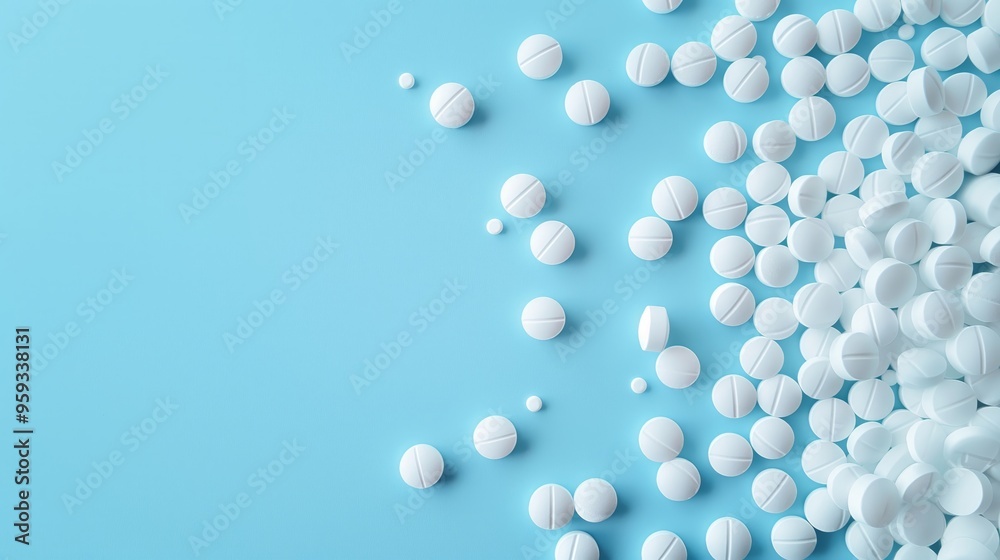 Pharmacy White Pills on Blue Pharmacy White Pills on Blue