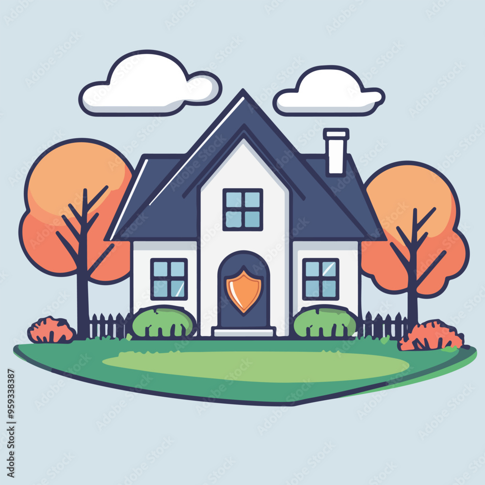 Naklejka premium Cozy Autumn Cottage Illustration