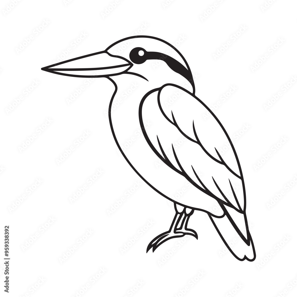 Kingfisher bird line art vector silhouette with white Background Kingfisher bird line art vector silhouette with white Background