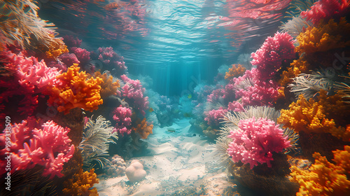 Vibrant Underwater Coral Reef Illustration