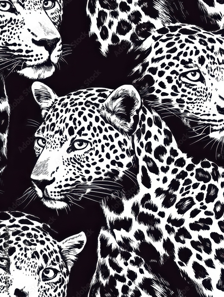 Fototapeta premium Black and White Leopard
