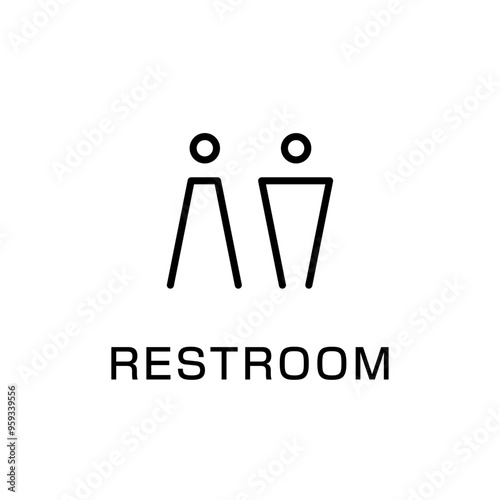 トイレのアイコンモノクロver.シンプル文字入り