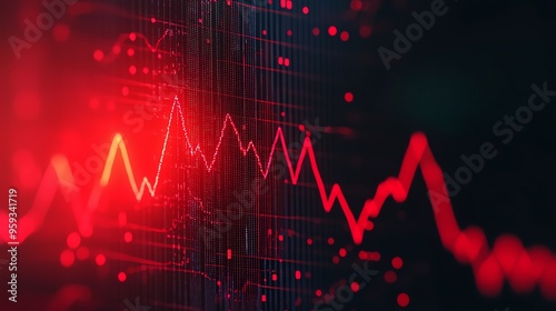 Financial market crash with graphs showing falling interest rates and economic decline