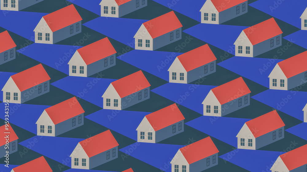 Rows of Houses with Shadows in a Seamless Pattern Rows of Houses with Shadows in a Seamless Pattern
