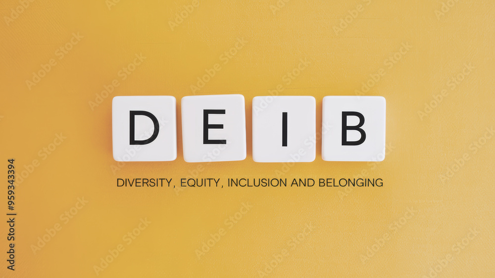 Obraz premium DEIB Blocks on a Minimalist Yellow Design