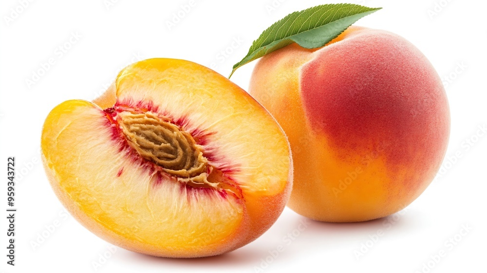 Peach Peach fruit with slice isolated on white background Clipping path peach : Generative AI Peach Peach fruit with slice isolated on white background Clipping path peach : Generative AI
