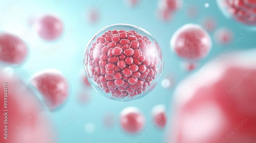 Depiction of stem cell renewal and differentiation, stem cell research, biological development Depiction of stem cell renewal and differentiation, stem cell research, biological development