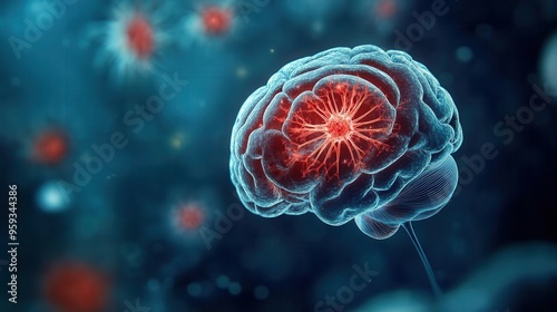 Developing neurons in a fetal brain, highlighting the potential for thought, early life, biological development photo