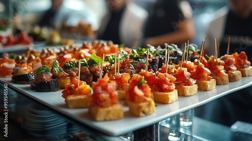 Typical italian finger food in Venice also called Cicchetti : Generative AI