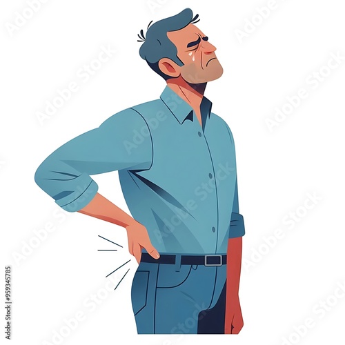 Flat Vector Illustration of a man Suffering from Lower Back Pain