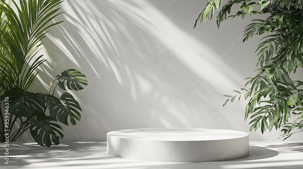 White Wall Studio BackgroundEmpty Grey Room Background with Light Leaves Shadow on Table Top Surface TextureBackdrop Mockup Display Podium Design for displaying product present of Cosm : Generative AI White Wall Studio BackgroundEmpty Grey Room Background with Light Leaves Shadow on Table Top Surface TextureBackdrop Mockup Display Podium Design for displaying product present of Cosm : Generative AI