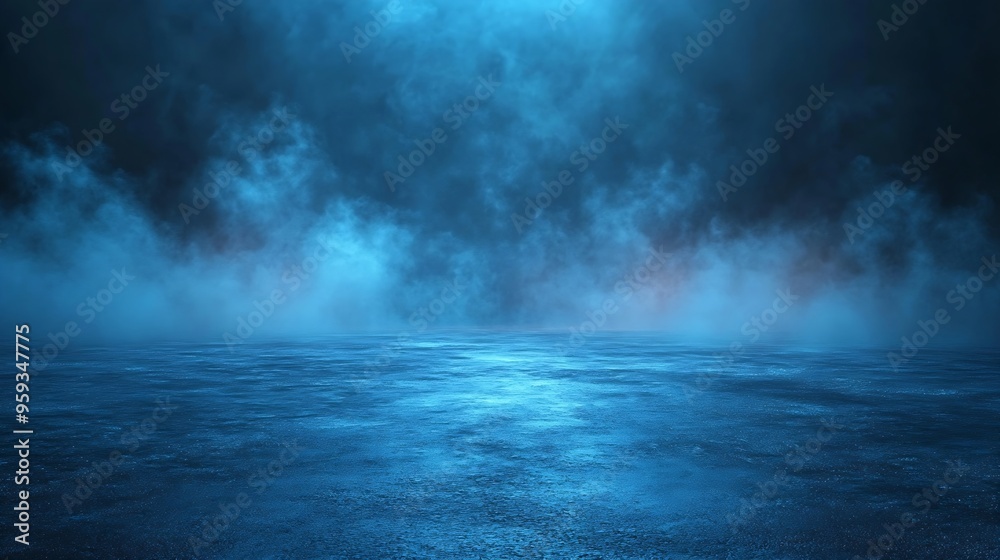 A dark empty street dark blue background an empty dark scene neon light spotlights The asphalt floor and studio room with smoke float up the interior texture night view : Generative AI A dark empty street dark blue background an empty dark scene neon light spotlights The asphalt floor and studio room with smoke float up the interior texture night view : Generative AI