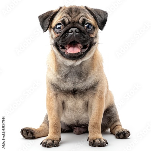 Adorable Pug Puppy Sitting photo