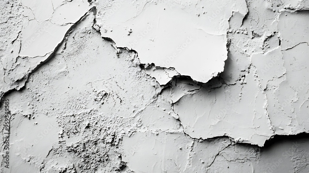 Fototapeta premium rough surface wall with white paint looks so good in monochrome : Generative AI