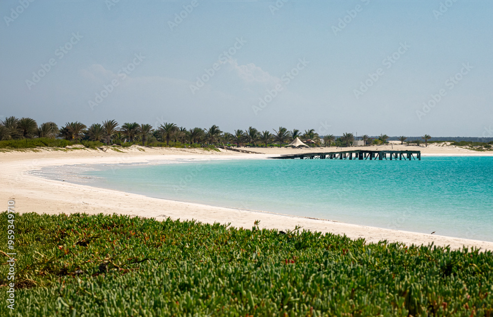 Turquoise waters in La Tortuga Island, Venezuela.