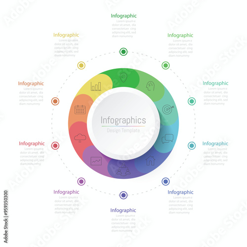 Infographic 10 options design elements for your business data. Vector Illustration.
