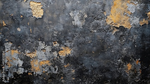 Old wall texture cement dark black brown background abstract grey color design are light with white gradient background : Generative AI