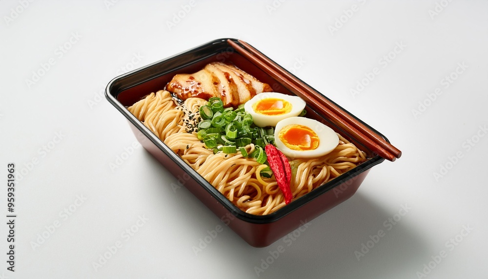 Ramen in bento box with white background isolated Ramen in bento box with white background isolated