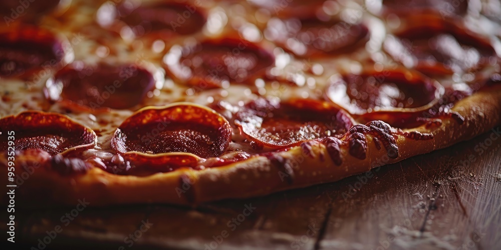 Detailed view of a pepperoni pizza