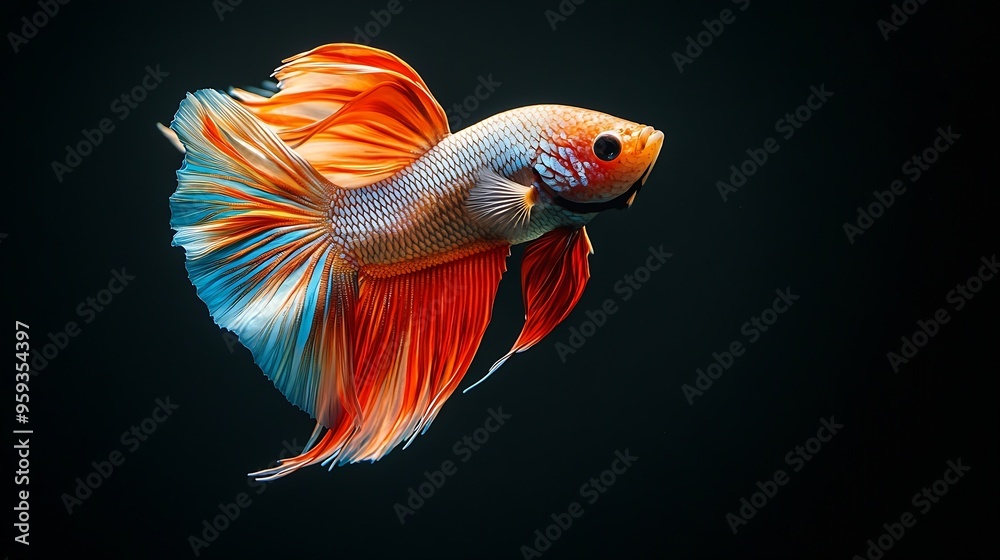 Colorful betta fish in black background : Generative AI Colorful betta fish in black background : Generative AI