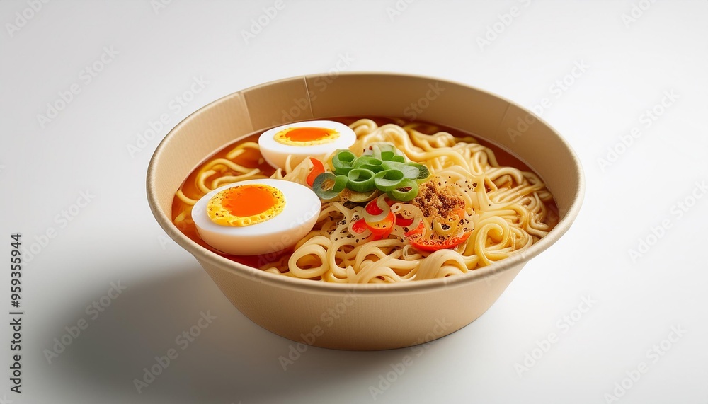 Take away delivery spicy ramen with white background isolated Take away delivery spicy ramen with white background isolated