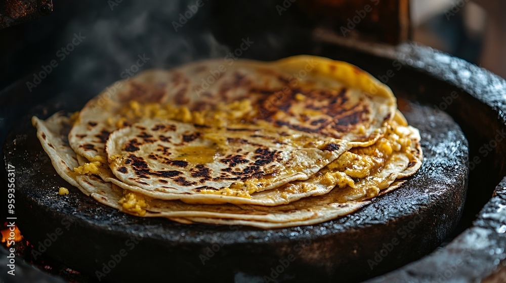Fototapeta premium Cooking traditional quesadillas in San Miguel de Allende : Generative AI