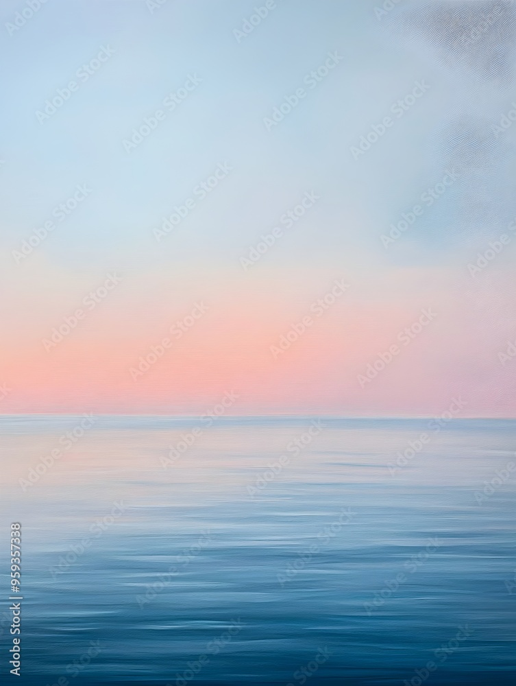Tranquil Ocean Seascape at Dawn with Pastel Sky Gradient Tranquil Ocean Seascape at Dawn with Pastel Sky Gradient