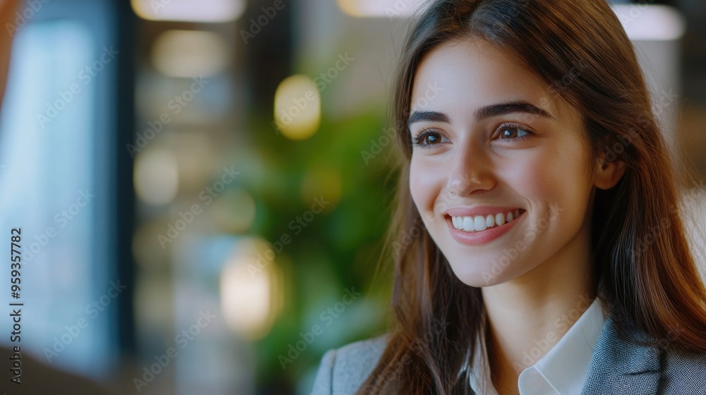 Professional Smiling Woman at a Desk Professional Smiling Woman at a Desk